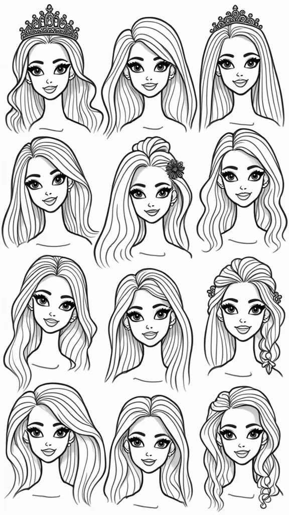 Páginas para colorear de la cara de Barbie